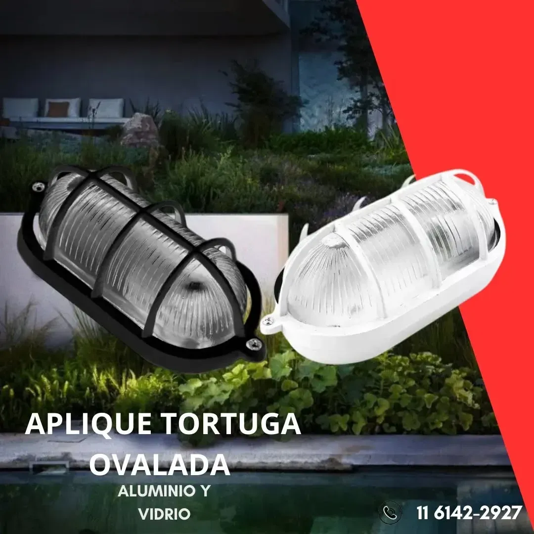 Luces ovaladas en blanco y negro con el texto: 