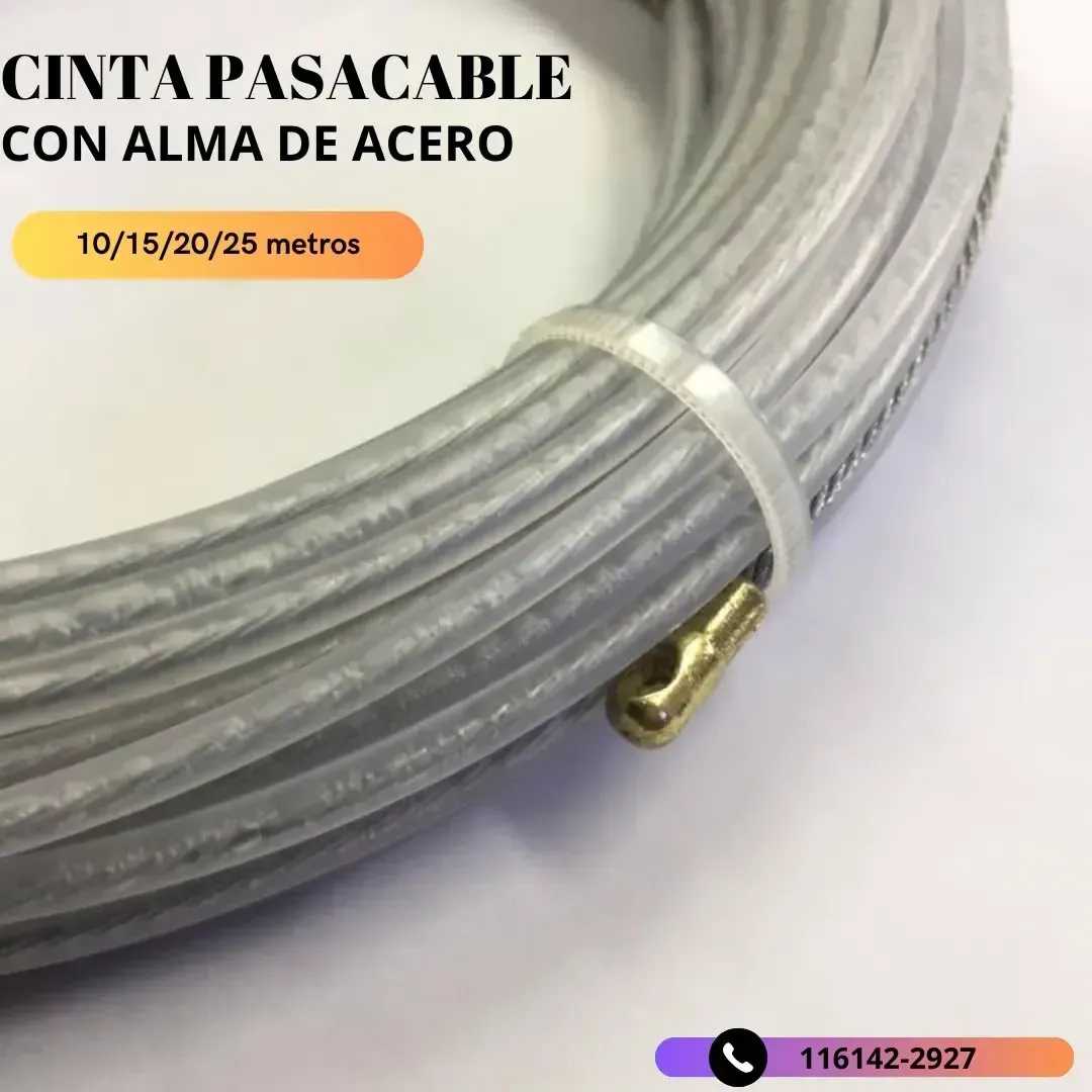 Cinta Pasacable con alma de acero color gris en espiral