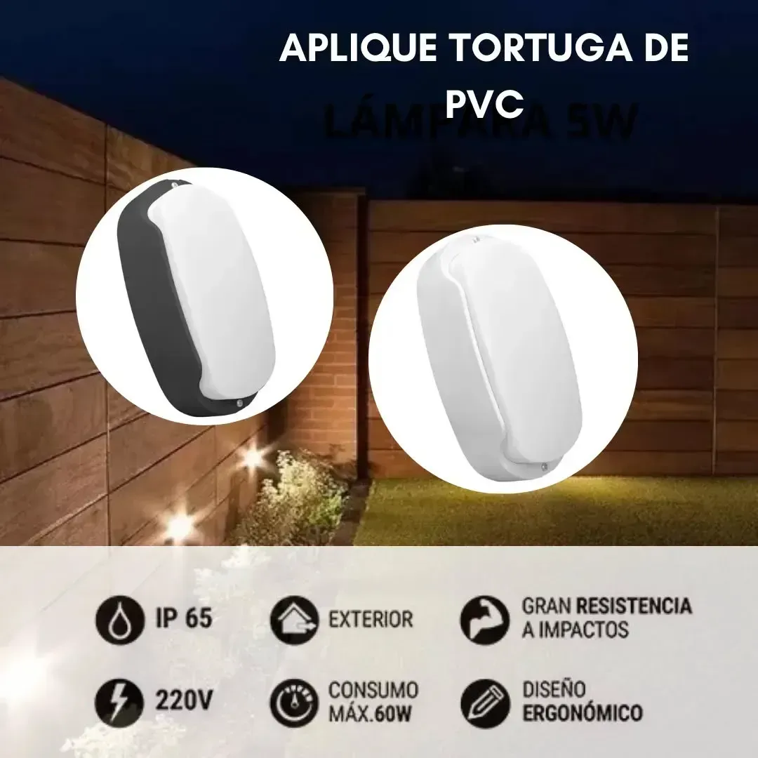 Lámpara de exterior en forma de tortuga de PVC blanco con detalles
