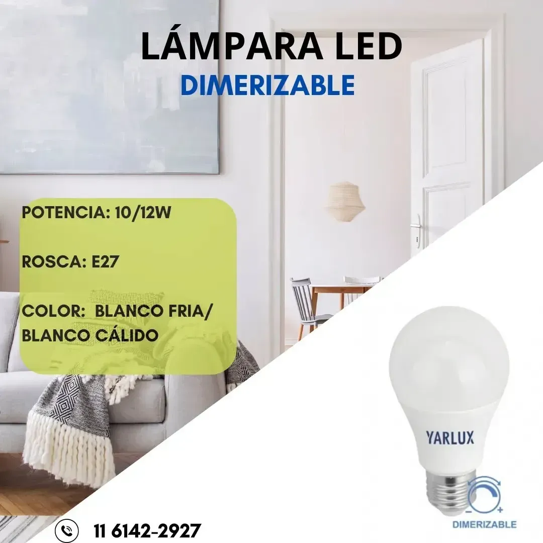 Anuncio de bombilla LED. Bombilla blanca con texto sobre fondo verde.