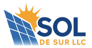 The logo for sol de sur llc shows a sun and solar panels