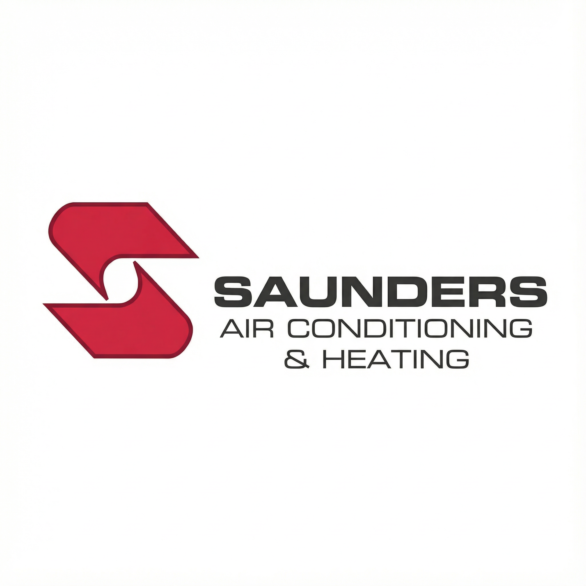 Logo for Saunders Air Conditioning & Heating. Red abstract 