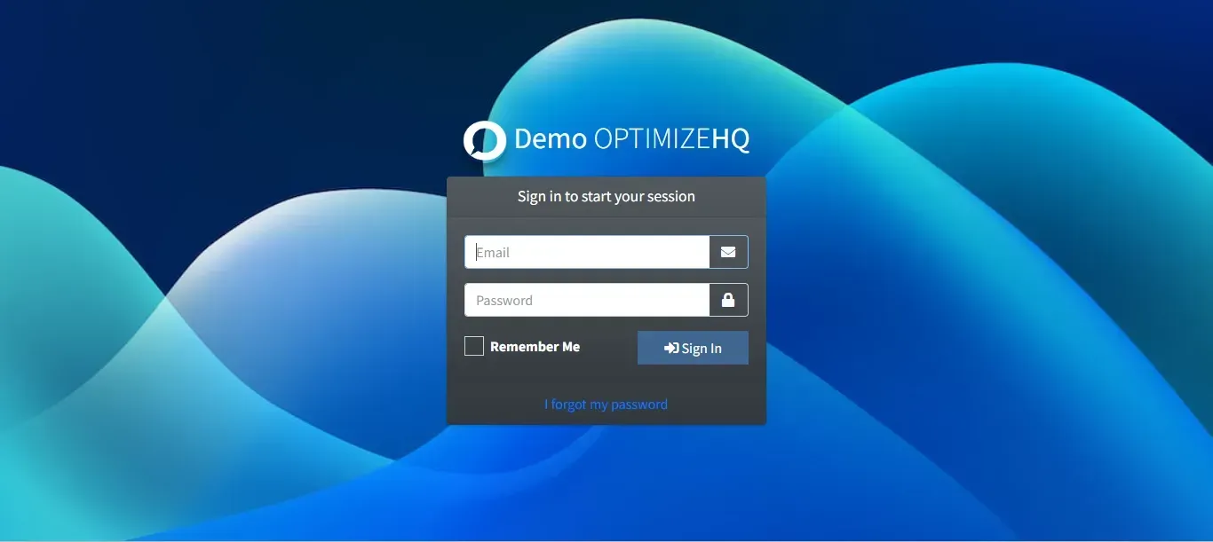 A screenshot of a website with a blue background and a login page.