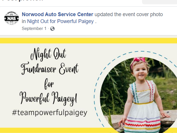 A picture of a little girl is on a facebook page for a fundraiser event