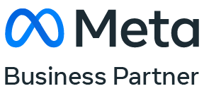 The meta business partner logo is blue and black on a white background.