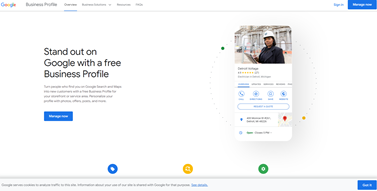 A screenshot of the google business profile website.