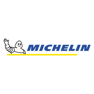 The logo for michelin is a cartoon character waving his hand.