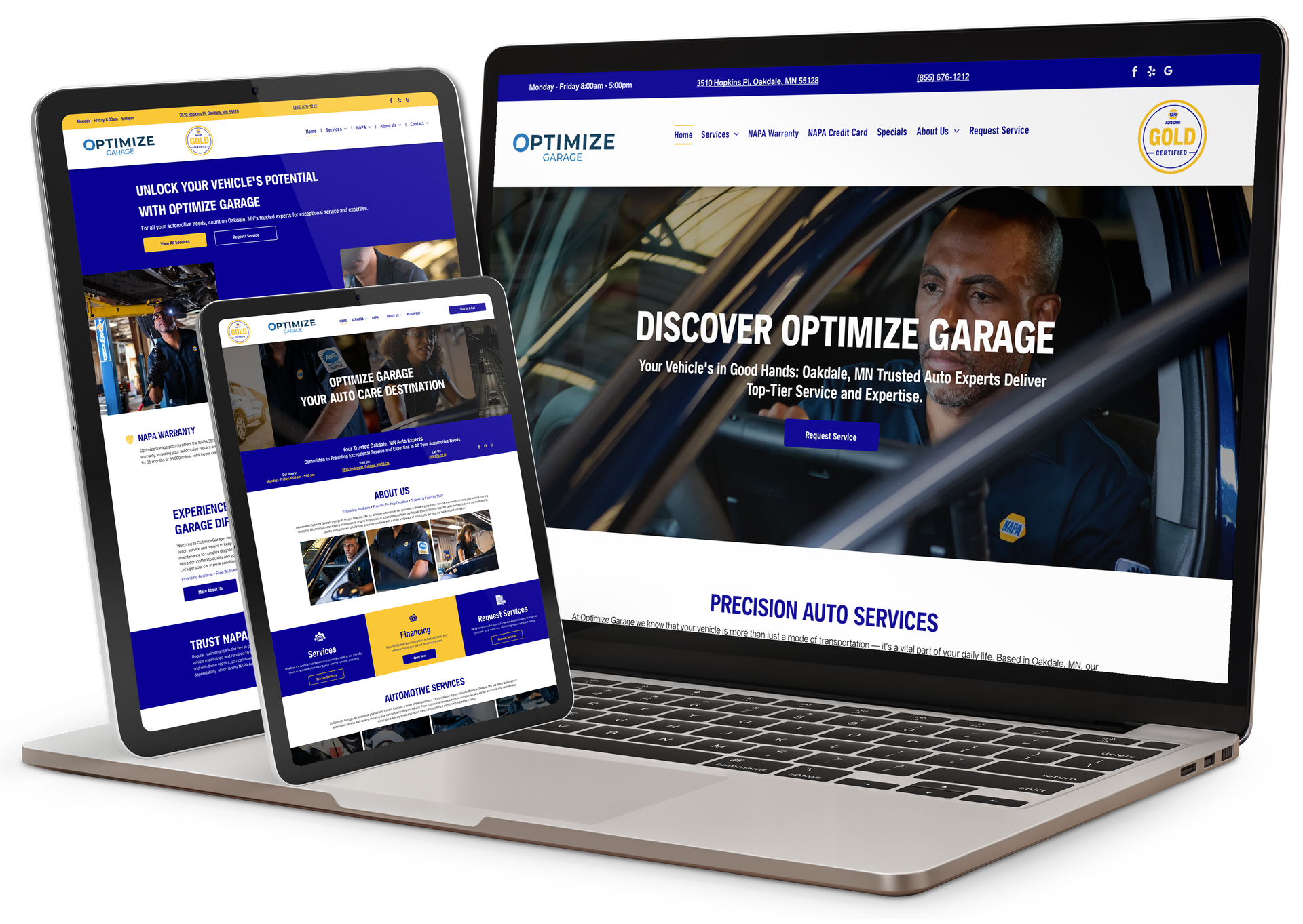 NAPA Branded Website Designs layered on a desktop computer
