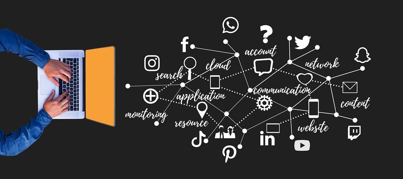 graphic showing connected icons for social media representing effective omnichannel marketing