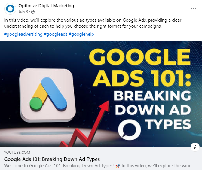 A google ads 101 breaking down ad types video