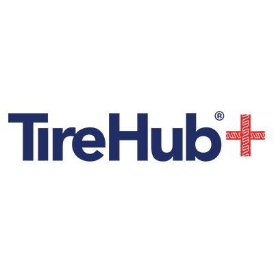 The tire hub logo is blue and red on a white background.