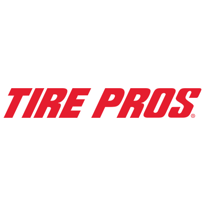 The tire pros logo is red and white on a white background.