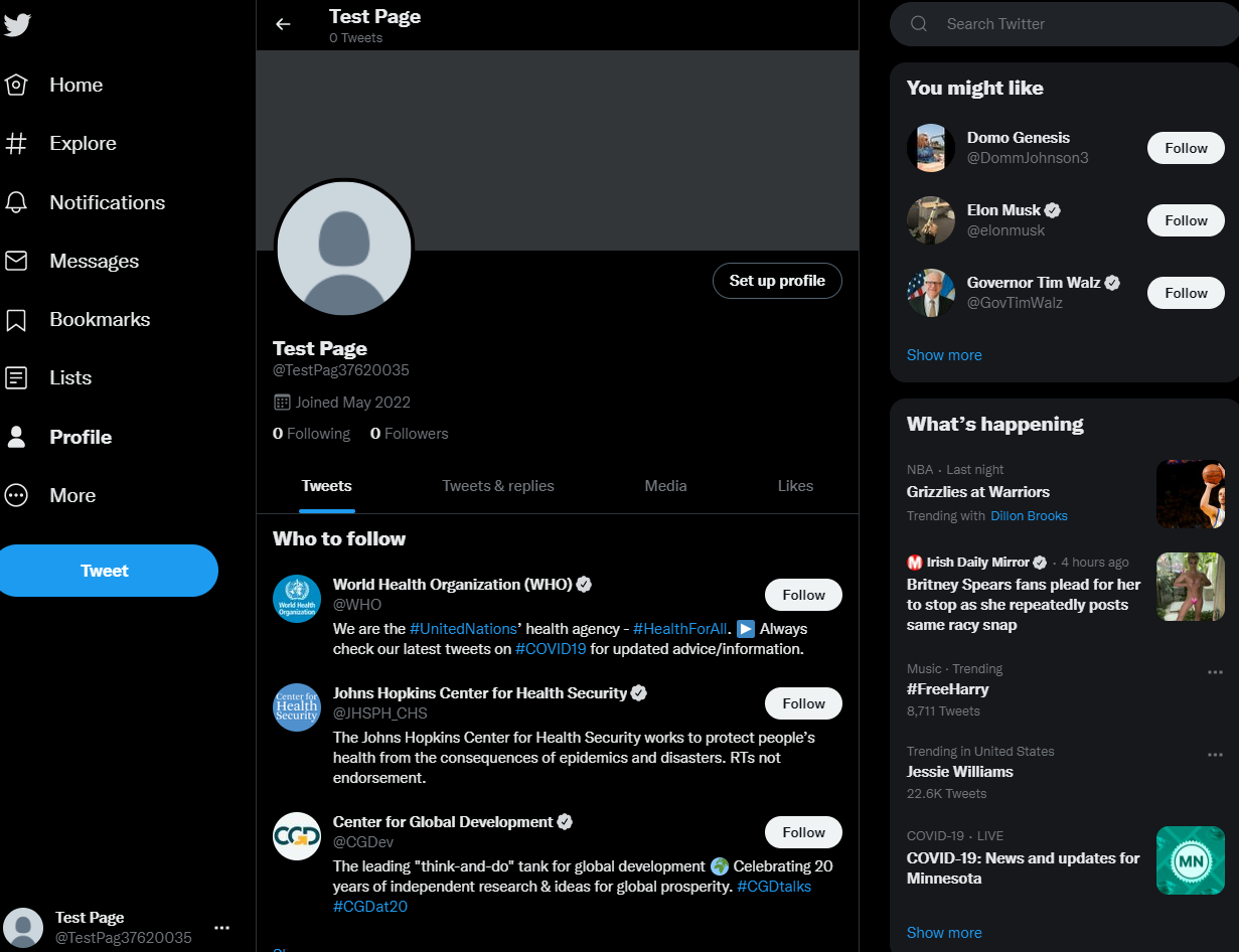 A screenshot of a person 's twitter page