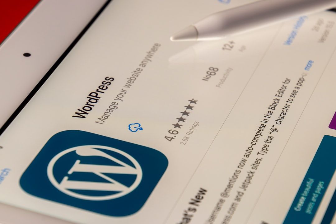 Digital marketing for local business using the WordPress app on a tablet screen