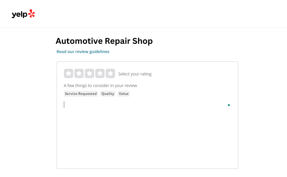 A screenshot of a yelp page for an automotive repair shop.