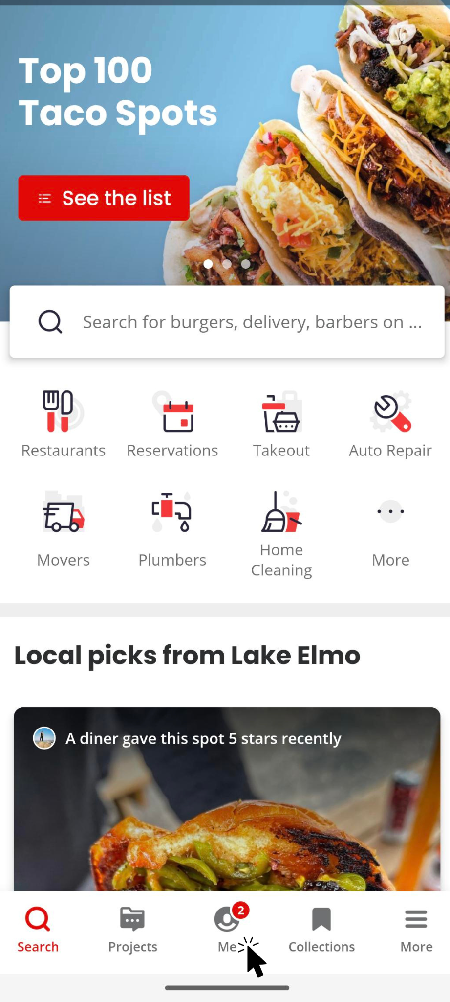 A screenshot of yelp categories.