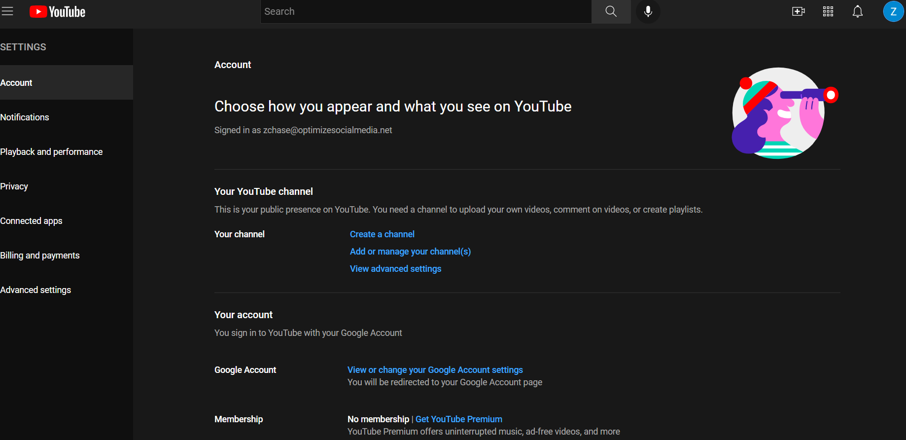 A screenshot of a youtube dashboard with a purple circle with a red star on it