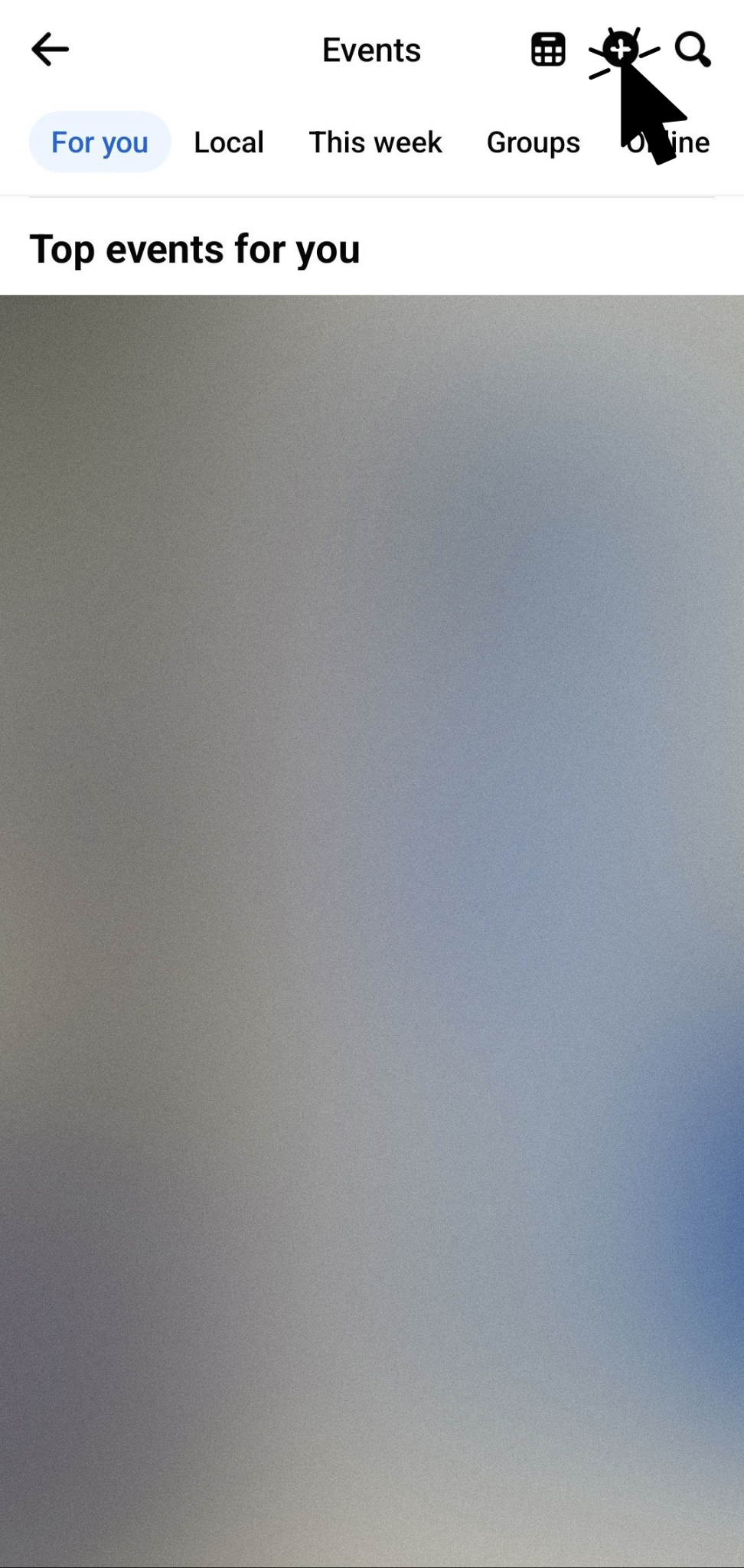 A screenshot of a facebook page showing the top events for you.