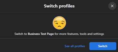 A screenshot of a screen that says switch profiles