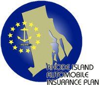 Logo for the Rhode Island Automobile Insurance Plan. Shows RI outline with anchor, stars, and blue circle.