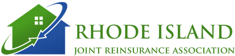Logo of Rhode Island Joint Reinsurance Association. Green and blue house with curved arrow graphic.