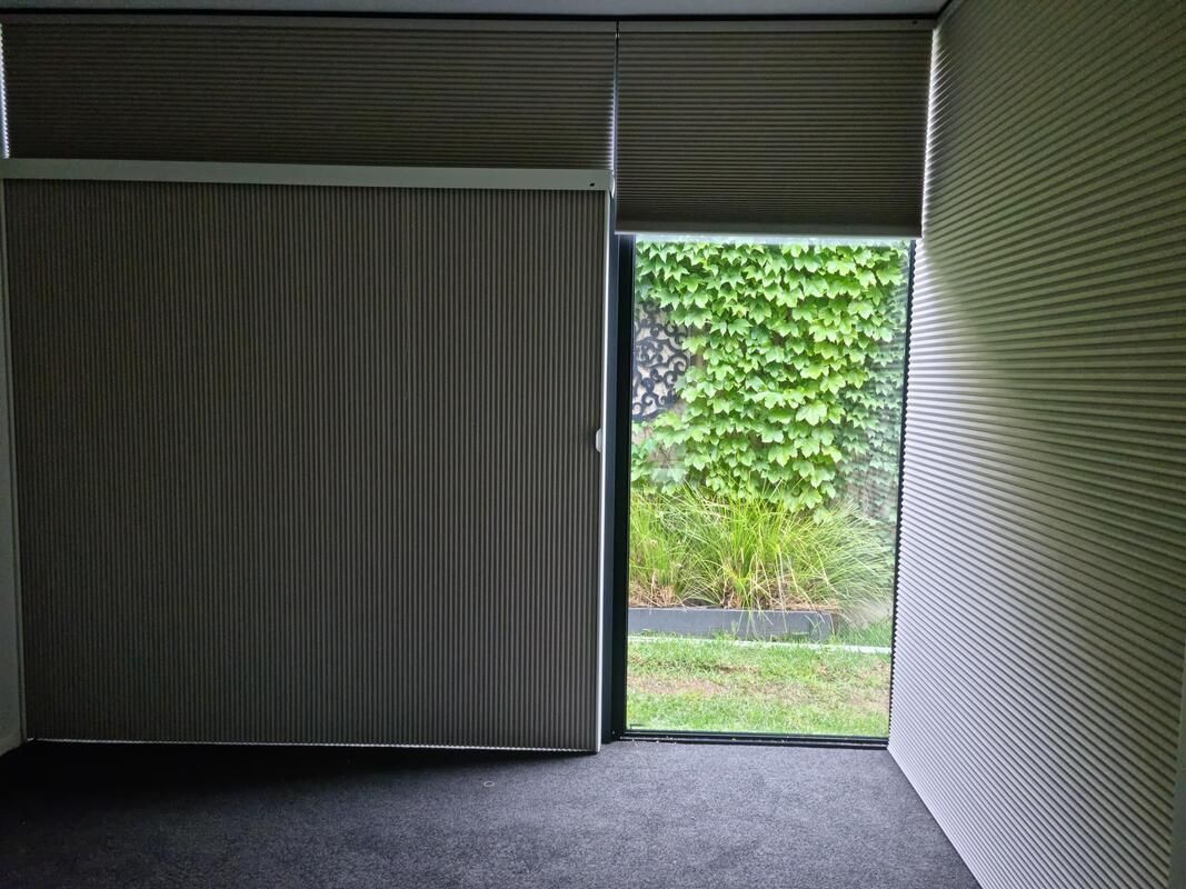 Interior View of Elegant Grey Duette Shades - Luxaflex Soft Shades In Ballarat