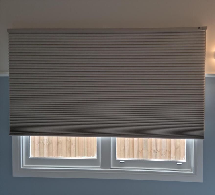 Window with Luxaflex Duette Shades at an Angle - Luxaflex Soft Shades In Ballarat