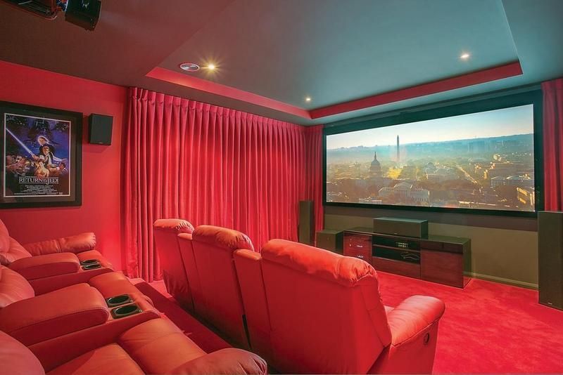 Grand Red Curtain in Home Theatre - Luxaflex Window Furnishings In Daylesford