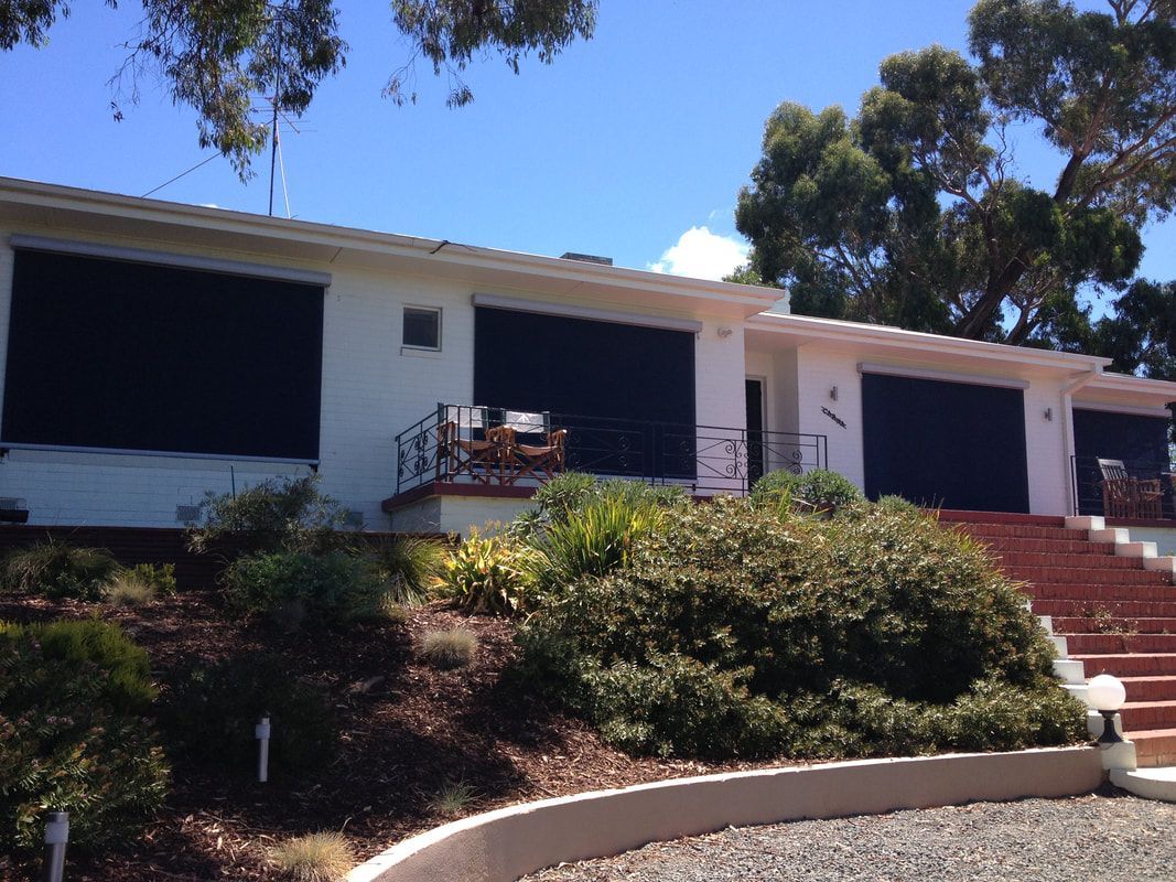 Gallery Display of Luxaflex Black Fixed Guide Awnings - Luxaflex Outdoor Blinds & Awnings In Ballarat