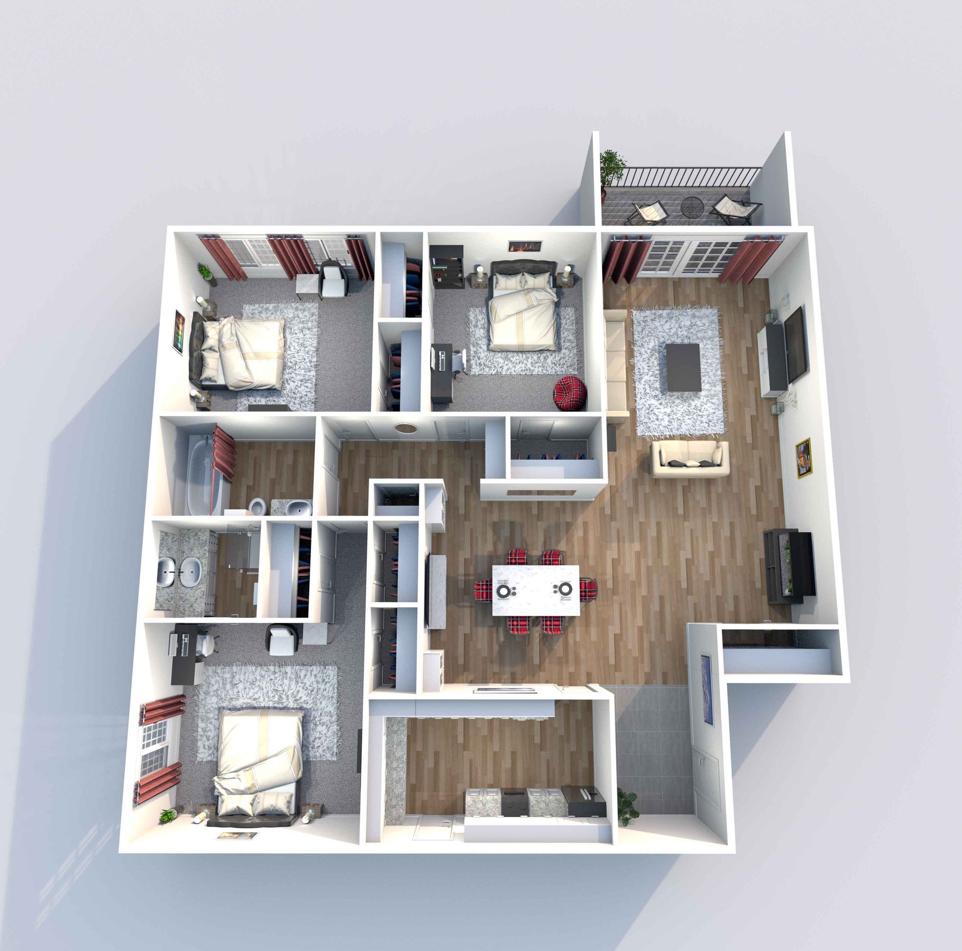An aerial view of a floor plan of a house