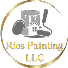 Logo for Rios Painting LLC: Paint can, house, and roller inside a gold circle.