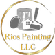 Logo for Rios Painting LLC: Paint can, house, and roller inside a gold circle.