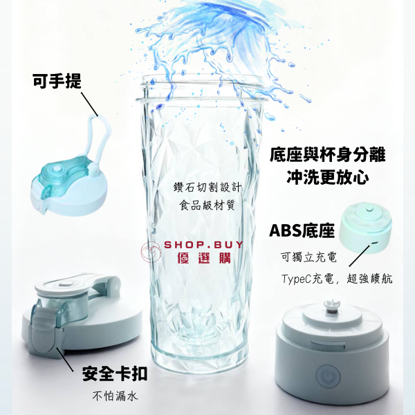 10月活動【SHOP.BUY 優選購】電動炫彩自動攪拌杯 700ML 超強續航 高蛋白/奶昔攪拌杯/水杯