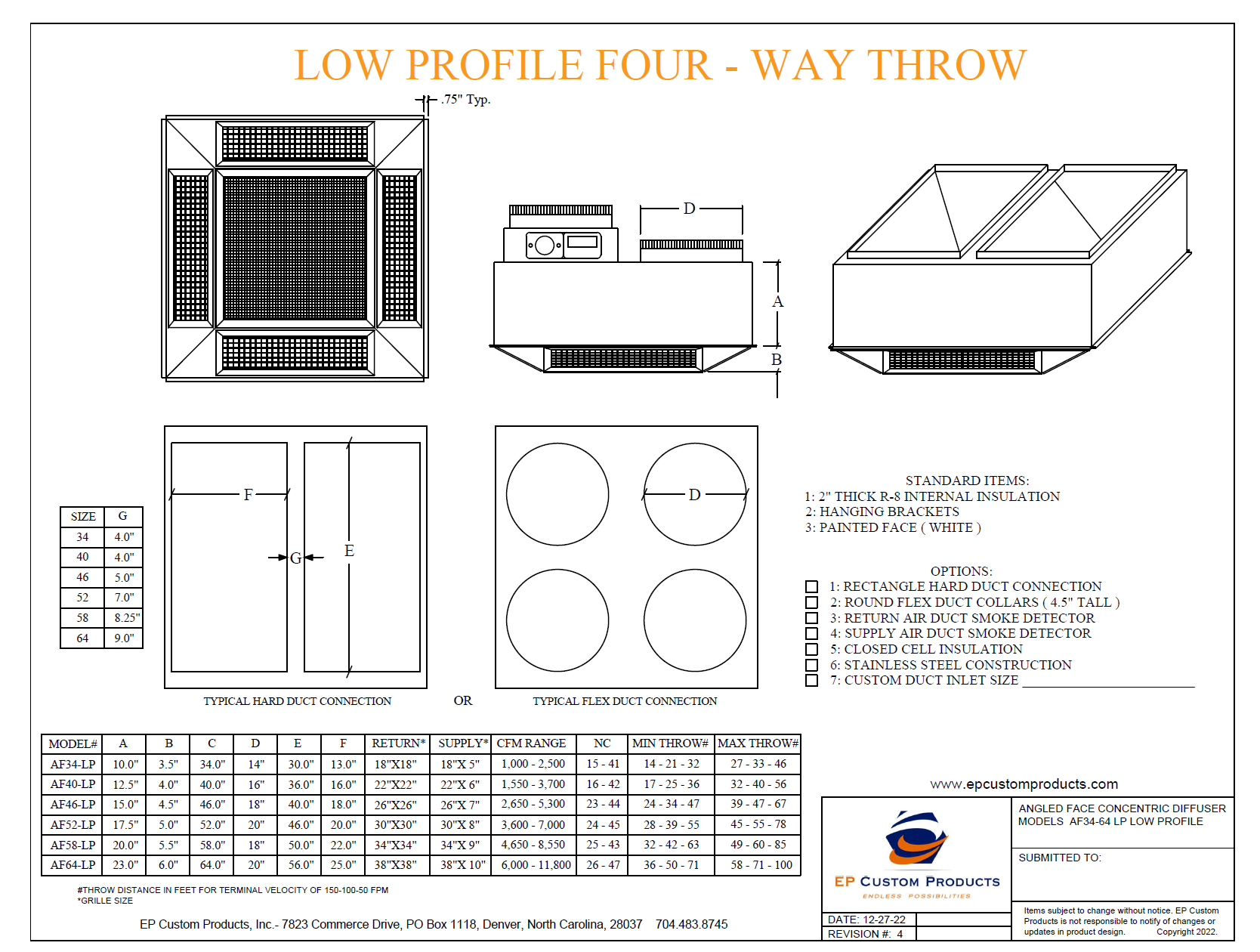 A black and white drawing of a low profile four way throw.