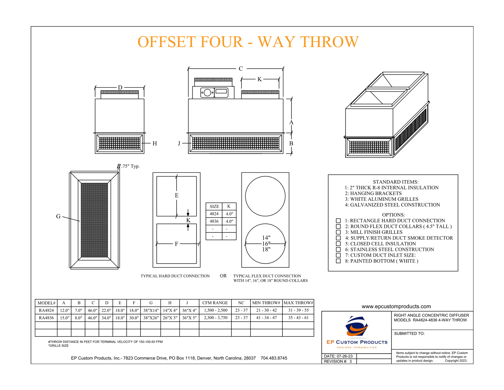 A black and white drawing of an offset four way throw