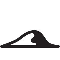 A black and white silhouette of a wave on a white background.