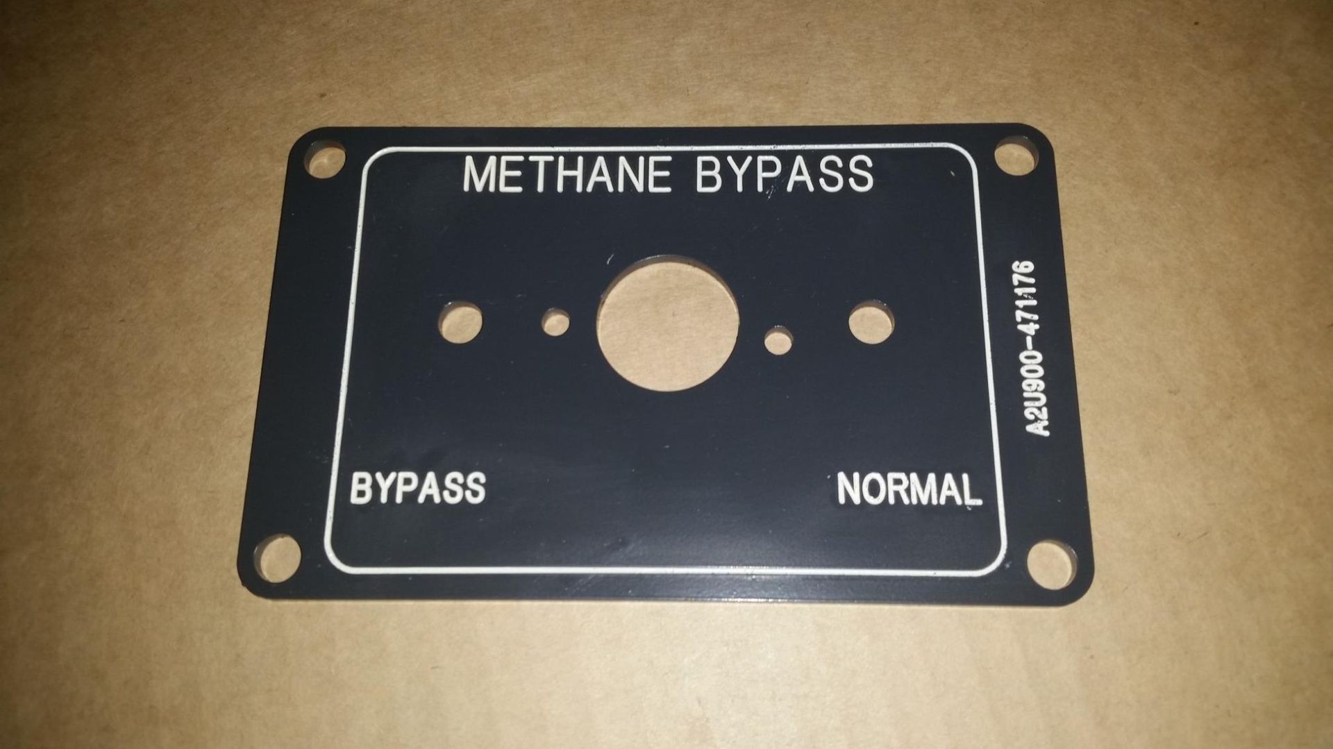 A Black Plate That Says Methane Bypass on It — Total Engraving In Sandgate, NSW