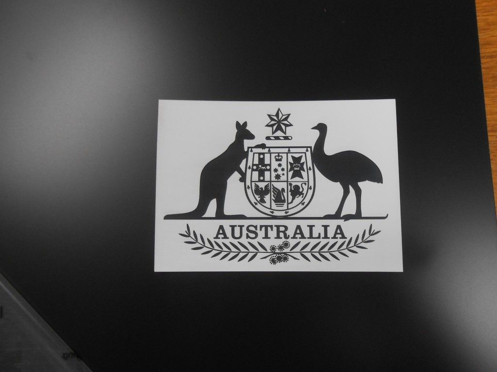 A Black and White Image of a Kangaroo and an Emu With the Words Australia Below Them — Total Engraving In Sandgate, NSW