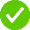 Green circle with a white checkmark, indicating completion or approval.