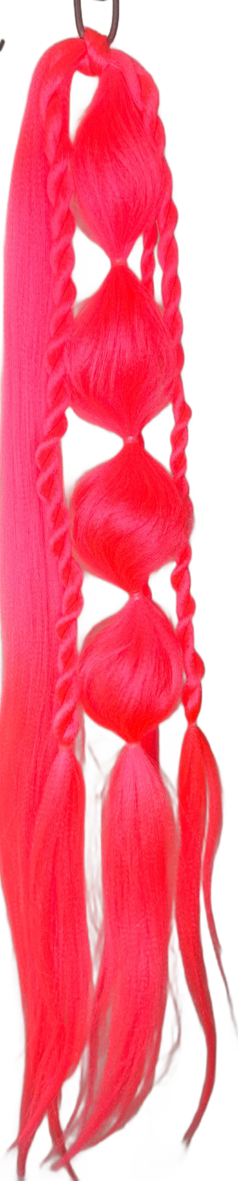 Hot Pink Braided Tie-On  Ponytail ~ Handmade