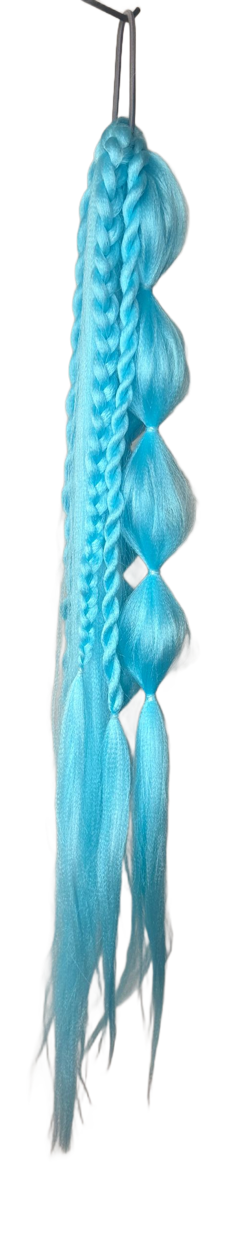 Blue Braided  Tie-On Ponytail ~ Handmade