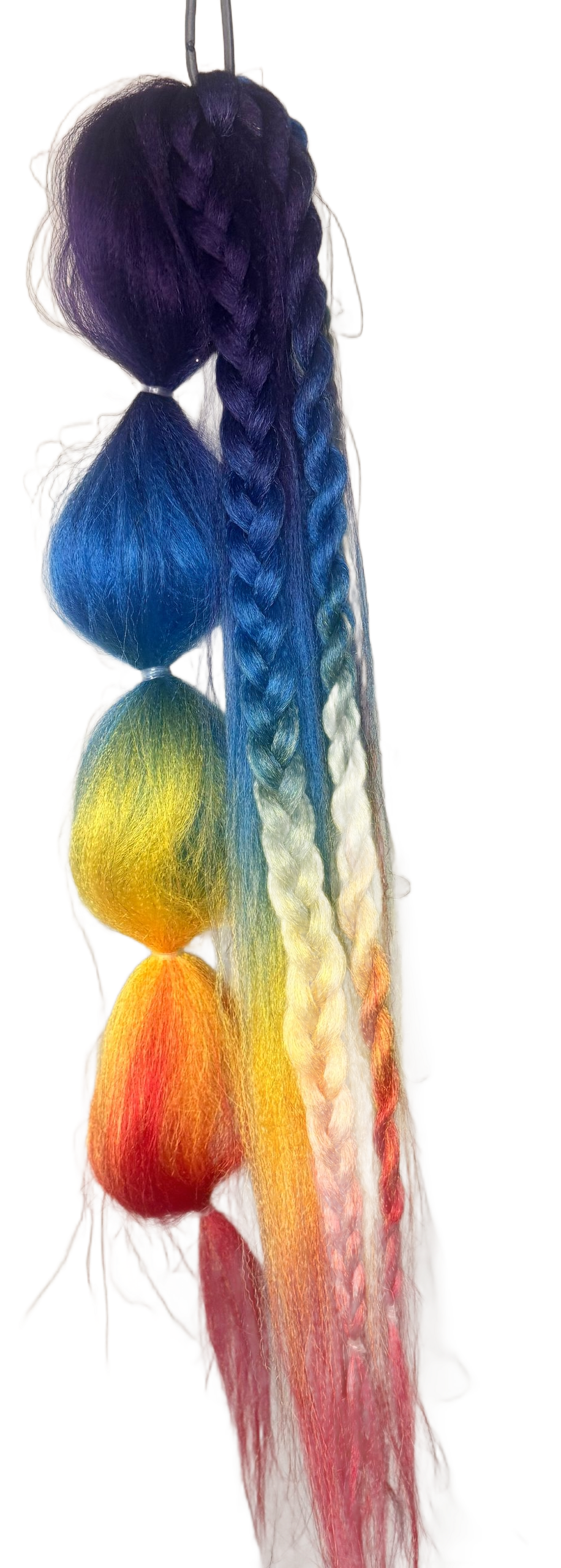 Rainbow Braided Tie-On Ponytail ~ Handmade