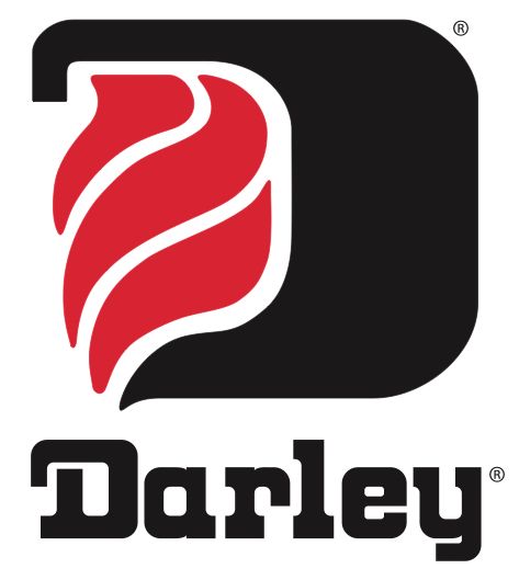 A darley logo with a red flame on it