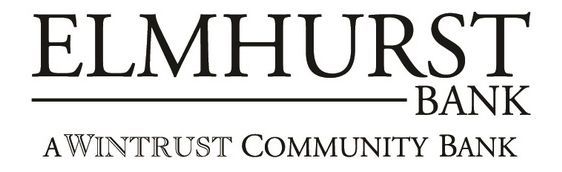 A logo for elmhurst bank a wintrust community bank