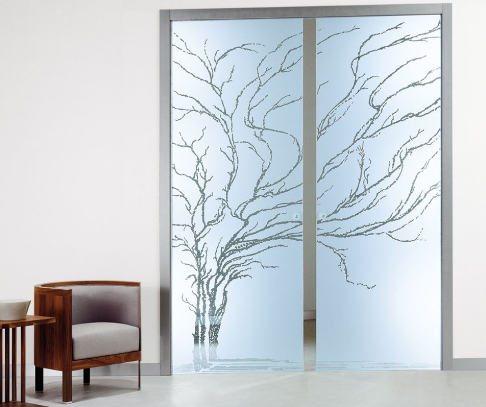 Porta di design con decorazione ad albero senza maniglie