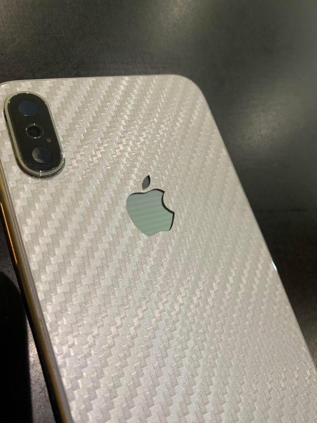 White Carbon Fiber IPhone with Apple Logo and Camera — DevicePro - Phone & Tablet Specialist In Cannonvale, QLD