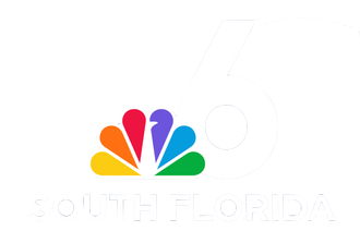 Logo for NBC 6 South Florida: colorful peacock with the number 6 next to it, and the words "South Florida" below.