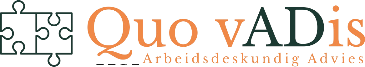 Een logo voor quo vadis wordt getoond op een witte achtergrond