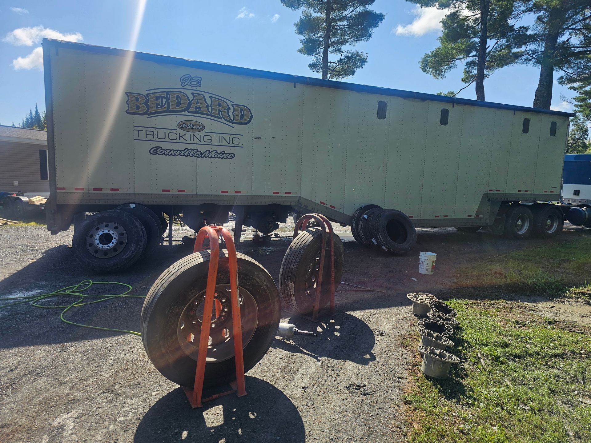 A white trailer with the word rebrand on it
