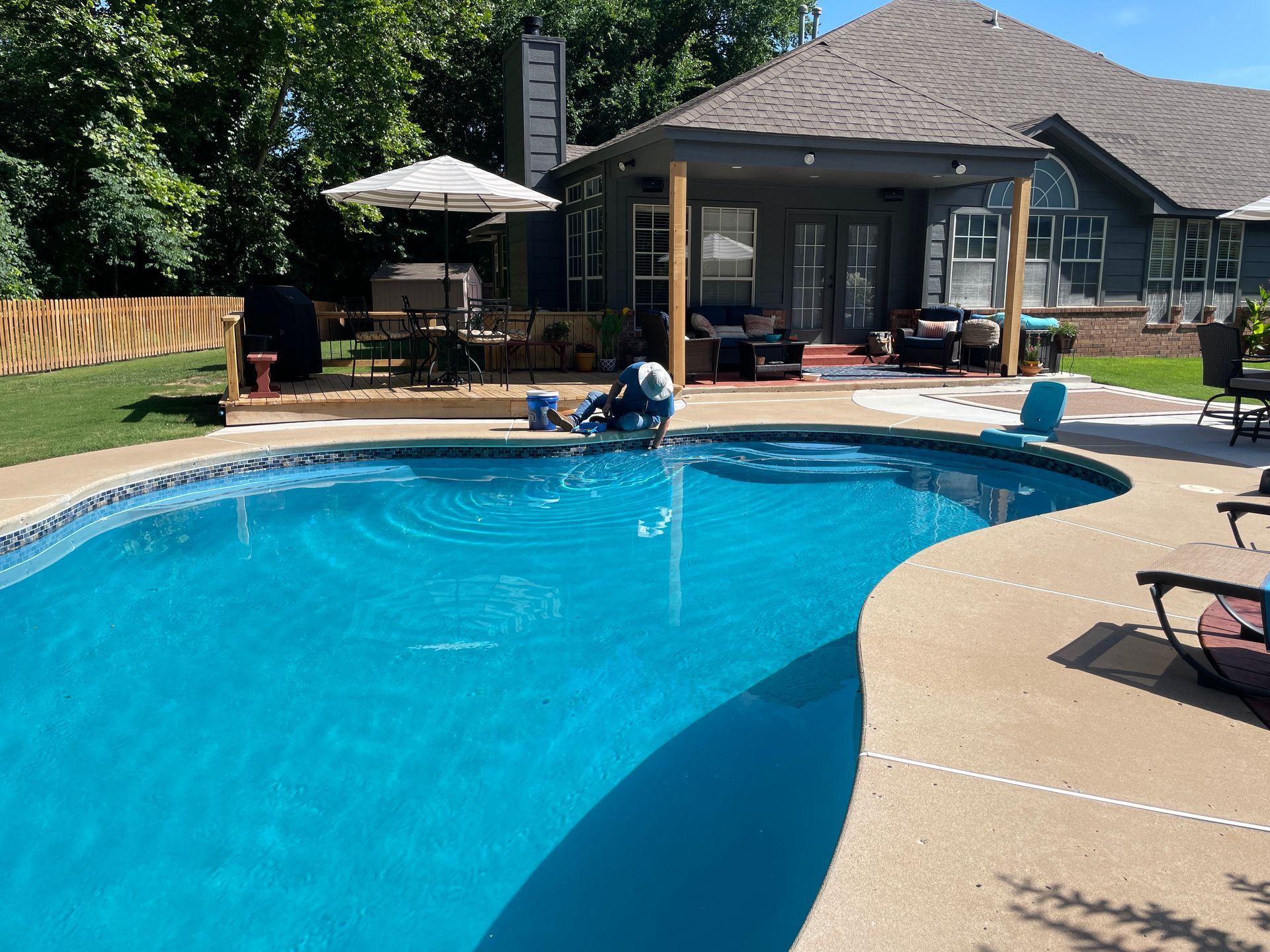 Broken Arrow Pool Remodel Replaster Retile with Marquis Magic in Azure Blue